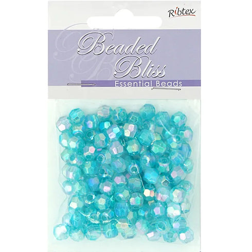 7mm Plastic Round Facet Beads (available in 4 colours)